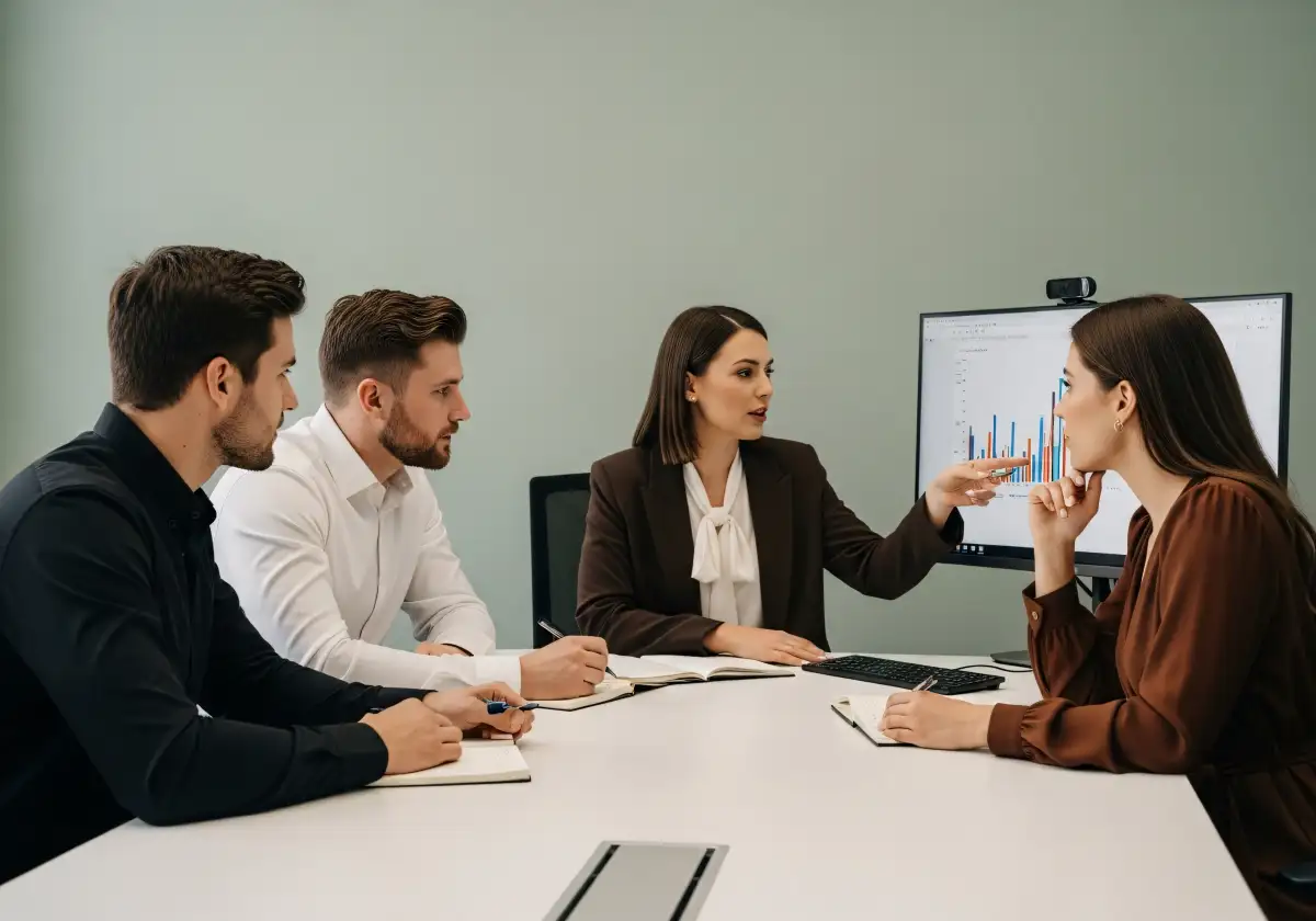 Team bespricht Finanzlösungen in Industrieumgebung